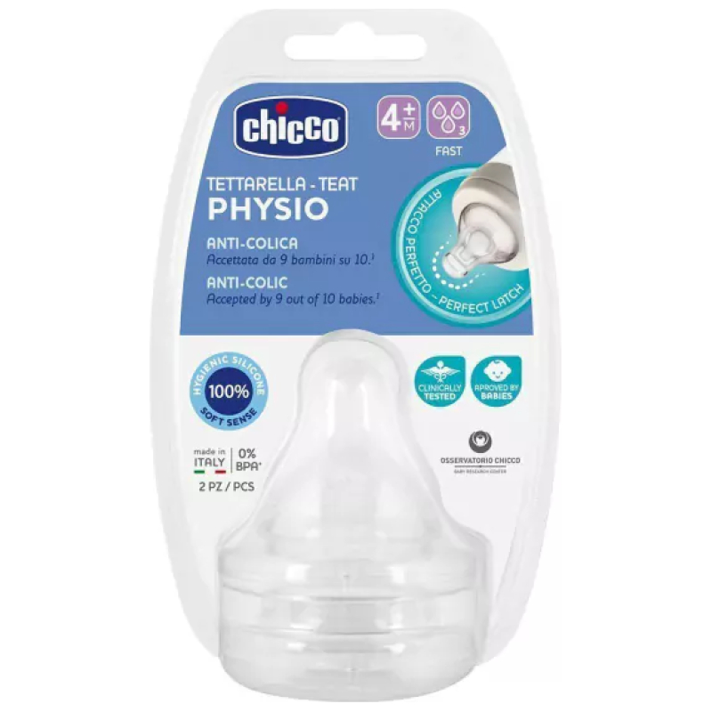 Pack tetinas physio flujo rápido 4 meses+ chicco