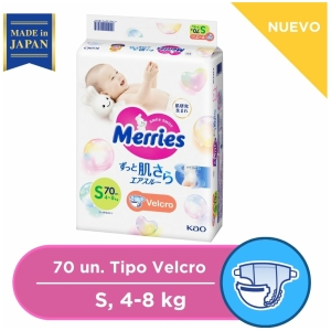 Pañales merries velcro s 70 pcs super jumbo
