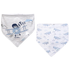 Bipack babero bandana gris avión