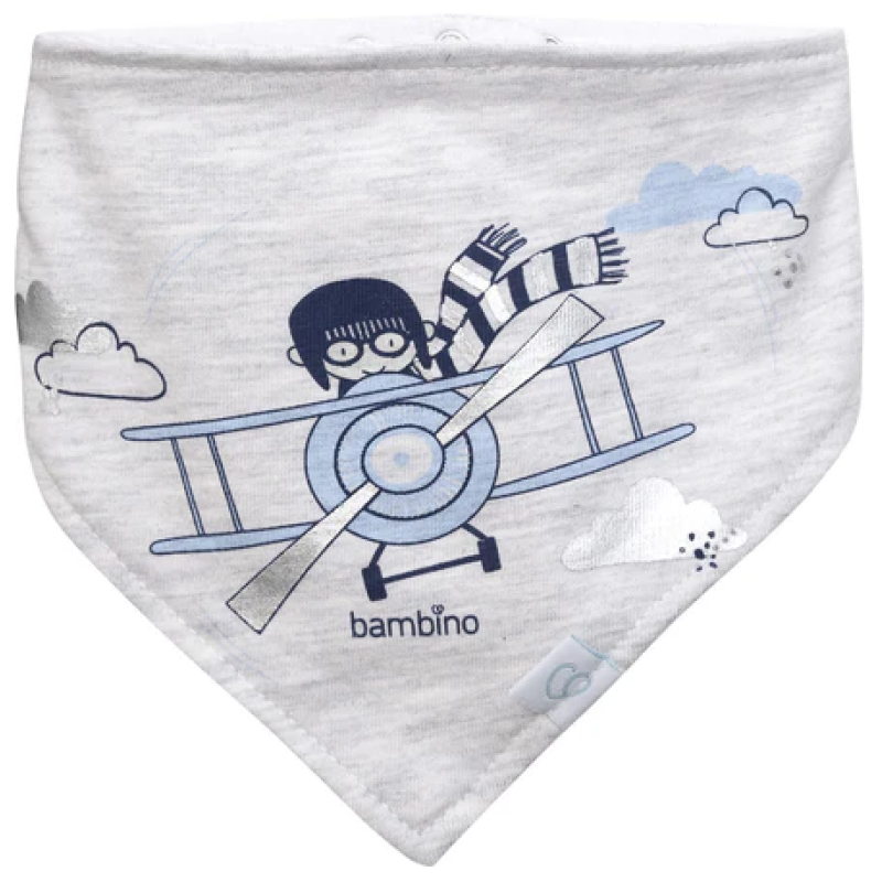 Bipack babero bandana gris avión