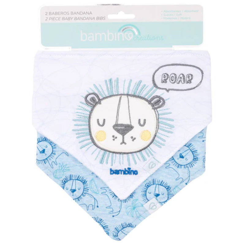 Bipack babero bandana blanco león