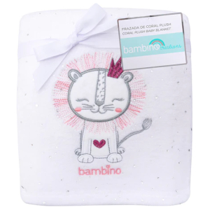 Frazada bordada blanco leona bambino