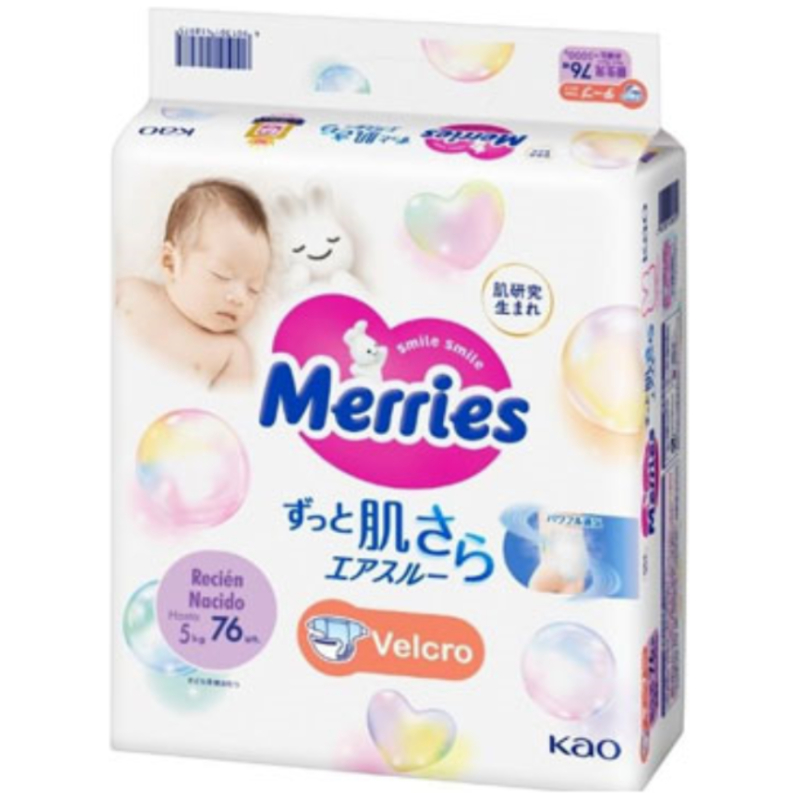 Pañales merries velcro rn 76 pcs super jumbo