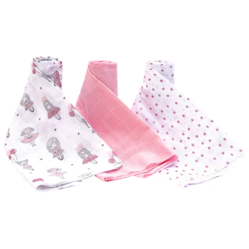 Pañales tutos de muselina rosado bailarinas
