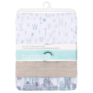 Pañales tutos de muselina gris abecedario