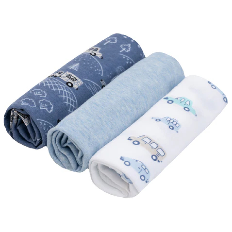 Set de 3 tutos bambino azul transportes