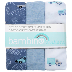 Set de 3 tutos bambino azul transportes