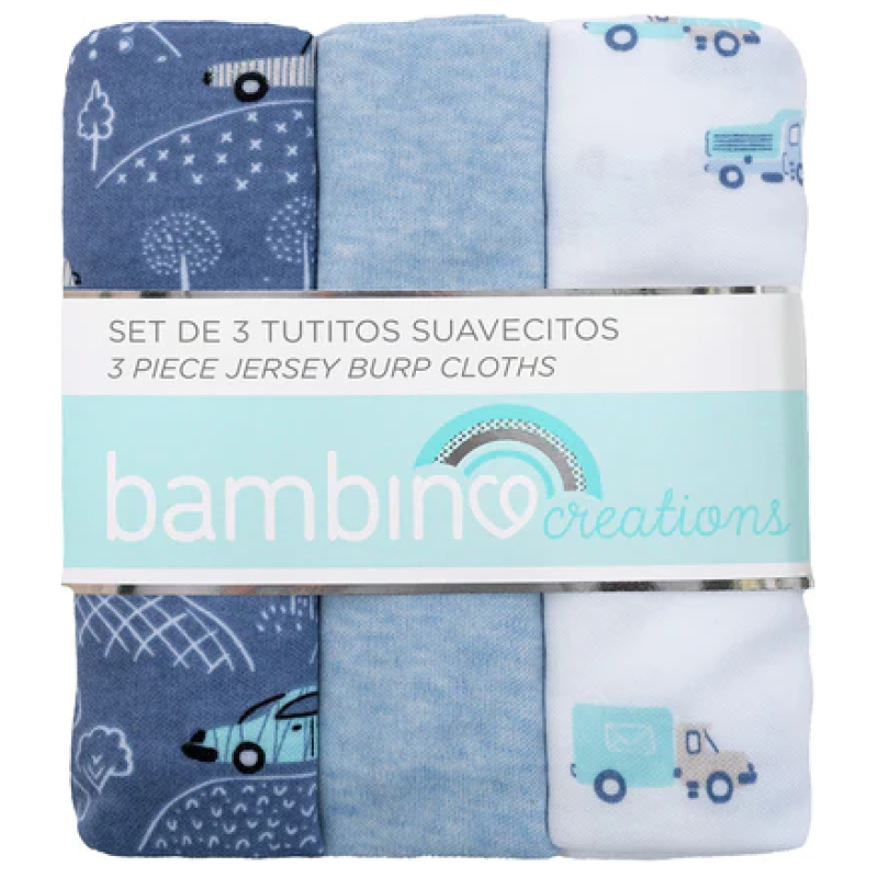 Set de 3 tutos bambino azul transportes