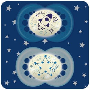 Pack chupete silicona nocturno 16 meses mam - azul