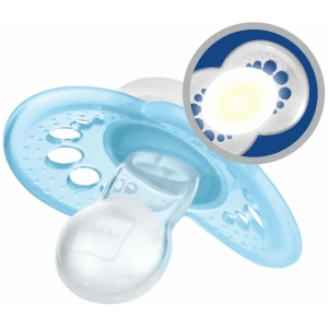 Pack chupete silicona nocturno 16 meses mam - azul