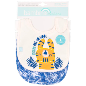 Set 2 baberos de algodón impermeables azul tigre
