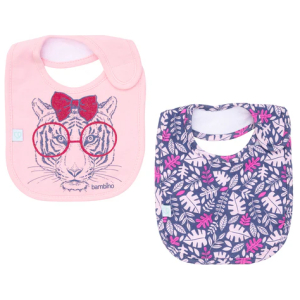 Set 2 baberos de algodón impermeables azul tigre