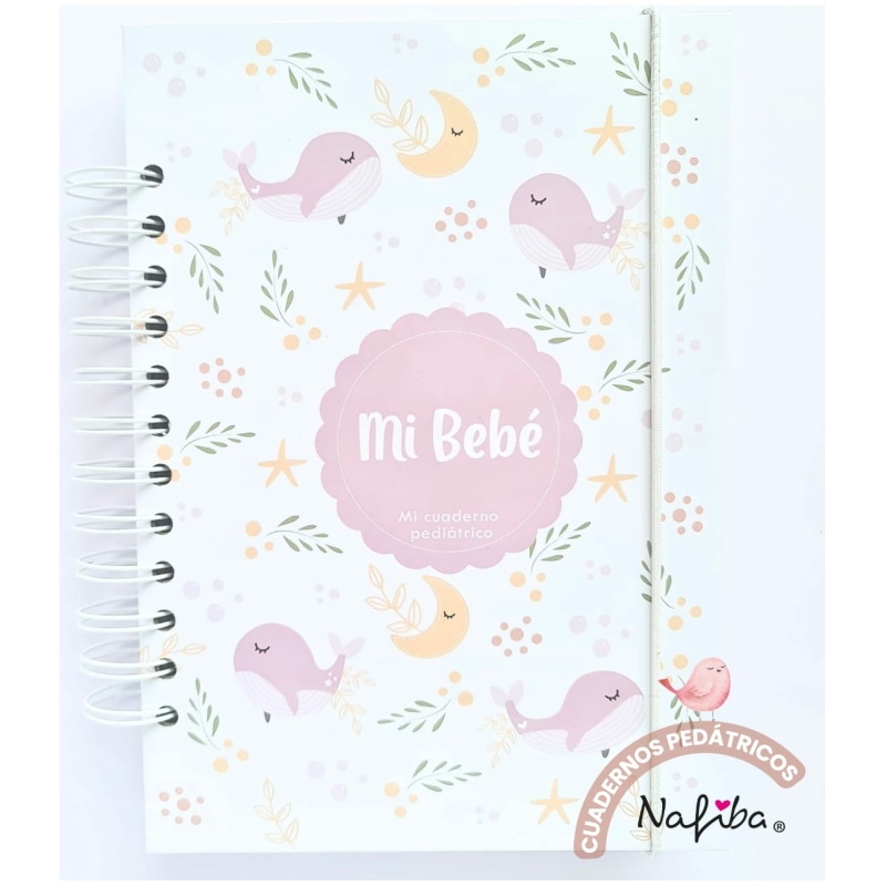 Libreta pediátrica rosa ballenas