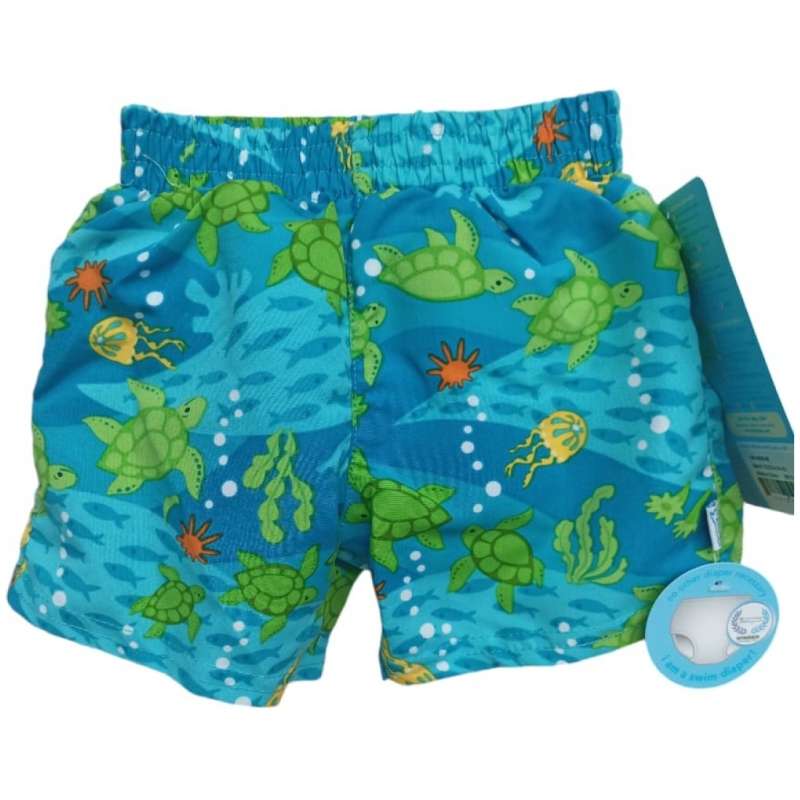 Traje de baño con pañal short tortugas verde
