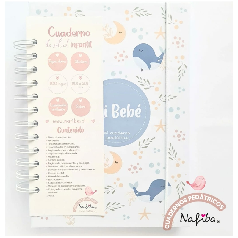 Libreta pediátrica azul ballena