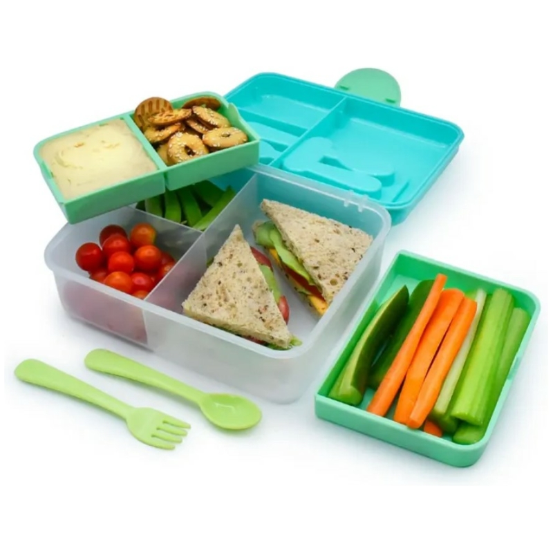 Lonchera bento box con cubiertos melii - verde