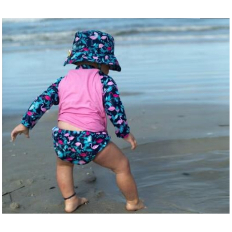 Sombrero con filtro uv bucket azul flamingo - 0-6 meses