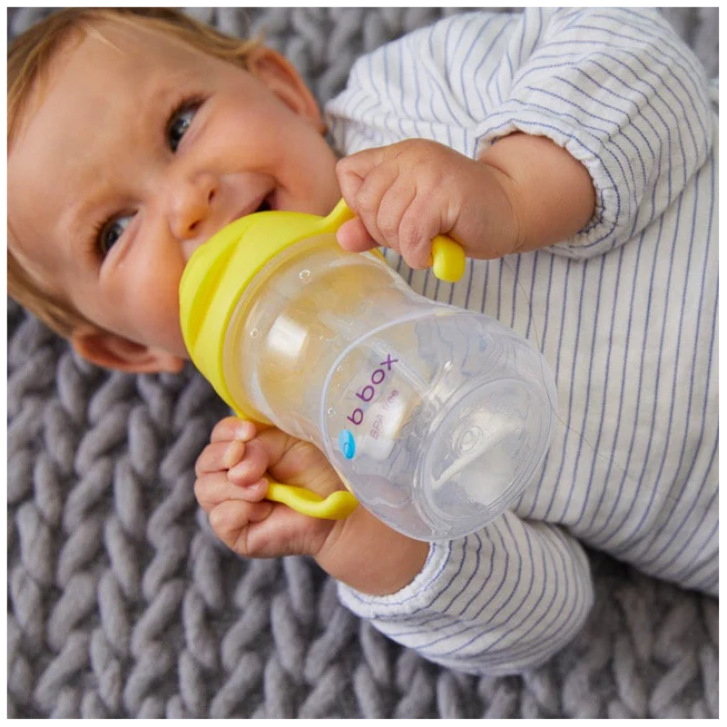 Vaso con bombilla sippy antiderrame b.box - amarillo