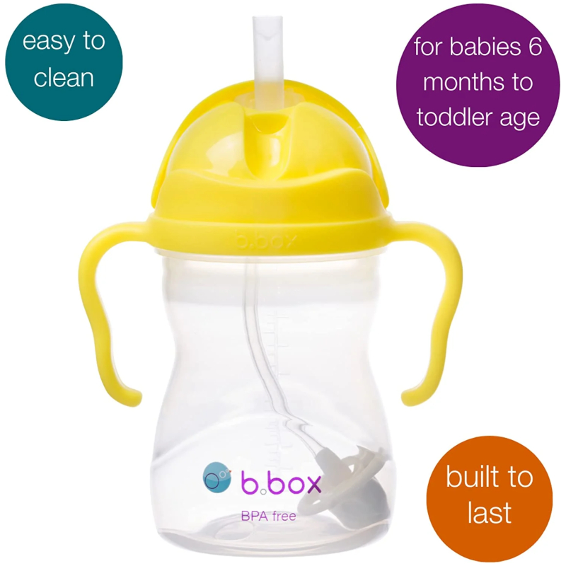 Vaso con bombilla sippy antiderrame b.box - amarillo