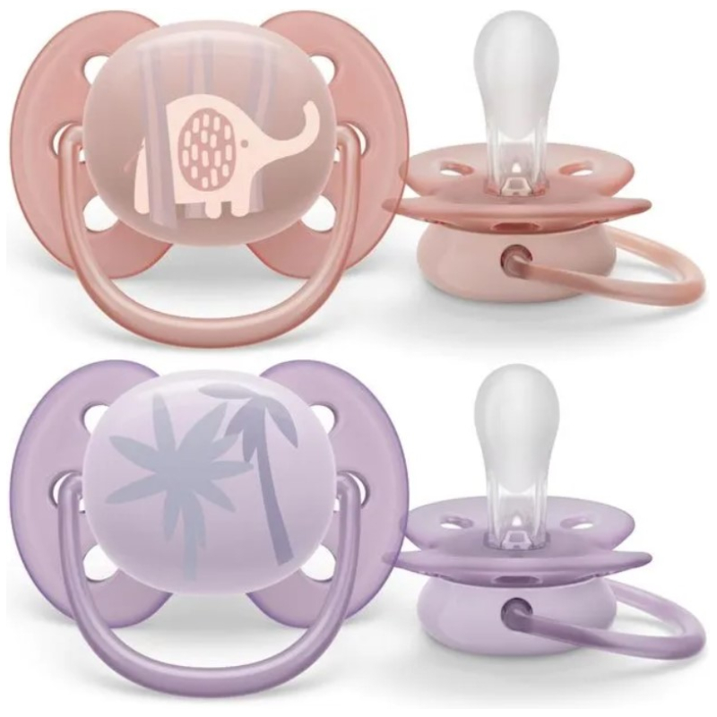 Chupetes Ultra Soft Avent 0-6 Meses Rosa/Lila