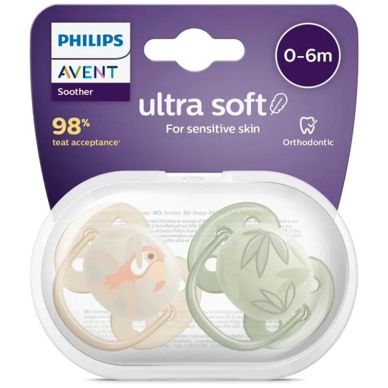 Chupetes Ultra Soft Avent 0-6 Meses Verde/Beige