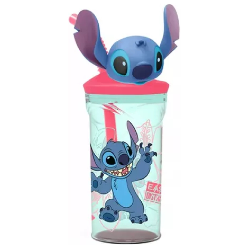 Vaso Con Bombilla Figura 3D Stitch