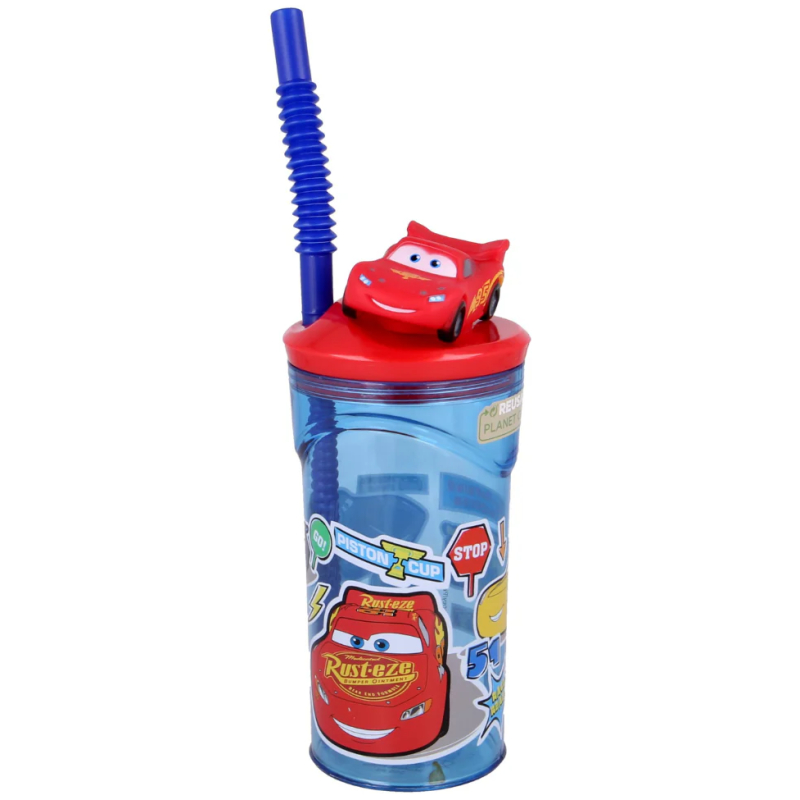 Vaso Con Bombilla Figura 3D Cars