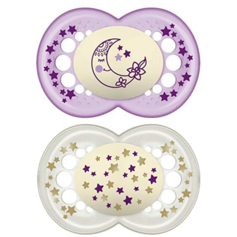2 Chupetes Silicona Night 6 meses + Mam