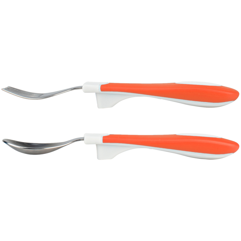 Set Tenedor Y Cuchara Agarre Suave Dr Browns Coral - Imagen 3