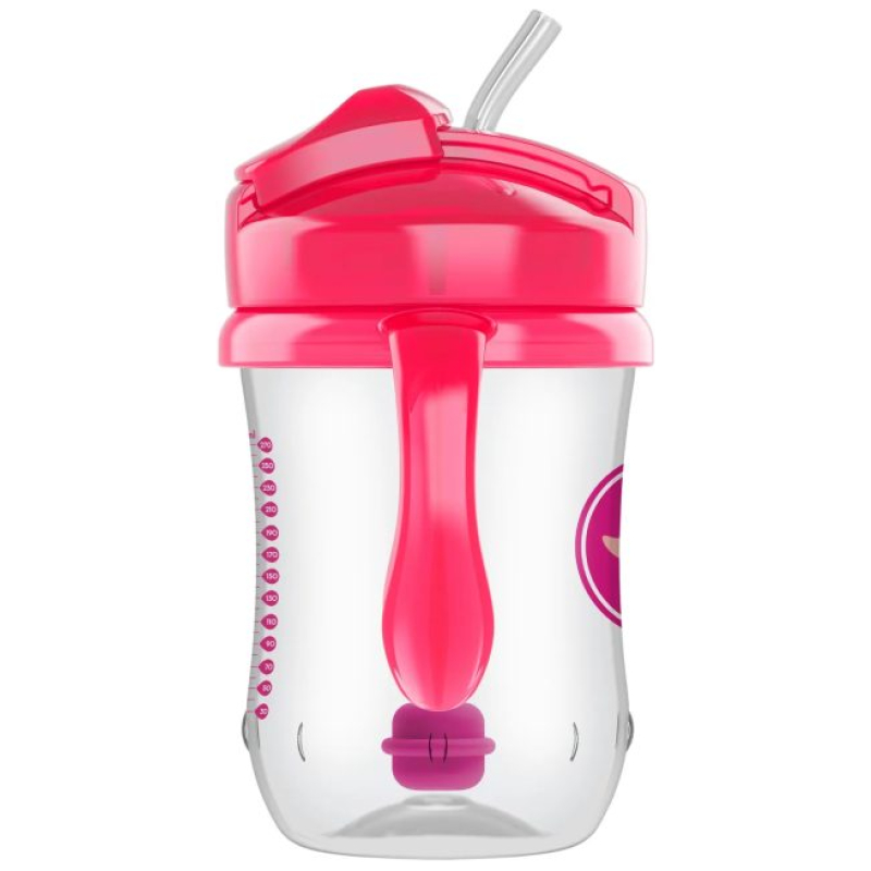 Vaso Con Bombilla y Asas 270 ml Dr Browns Rosa - Imagen 3