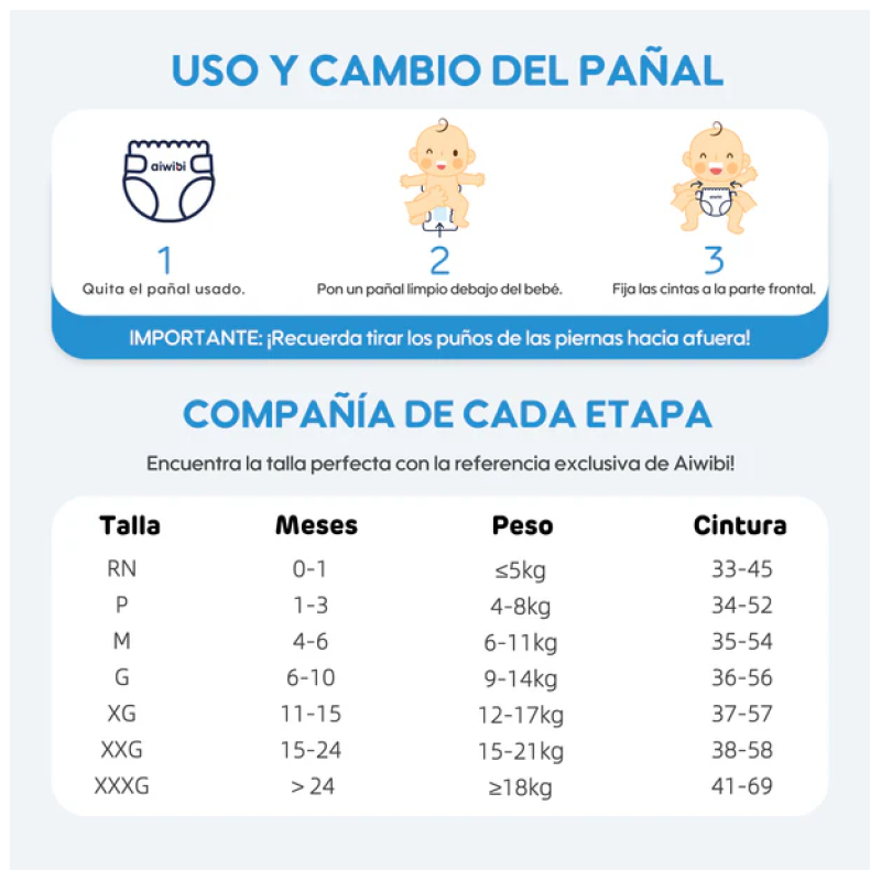 Pañales Premium M 30 Pcs Aiwibi - Imagen 3