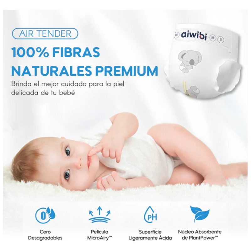 Pañales Premium M 30 Pcs Aiwibi - Imagen 2