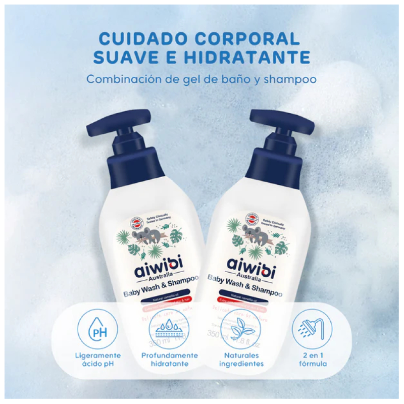 Gel de Baño y Shampoo 350 ml Aiwibi - Imagen 2