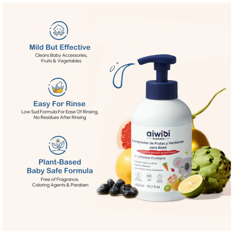 Limpiador De Mamaderas - Frutas - Verduras 480 Ml Aiwibi - Imagen 9